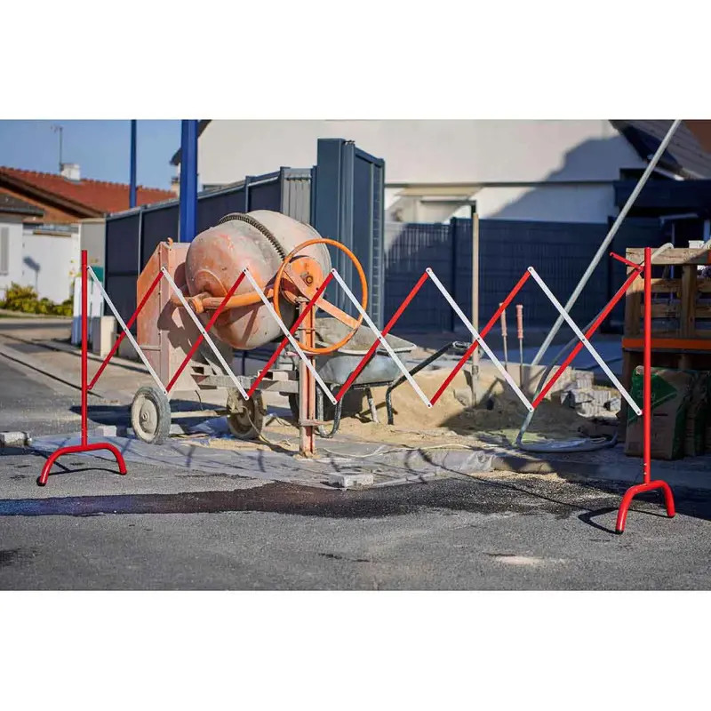 Barrière de chantier extensible acier rouge et blanc jusqu'à 3000 m | Prossentiel