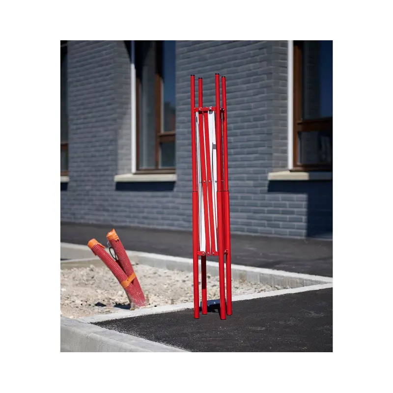 Barrière de chantier extensible carrée acier rouge et blanc | Prossentiel