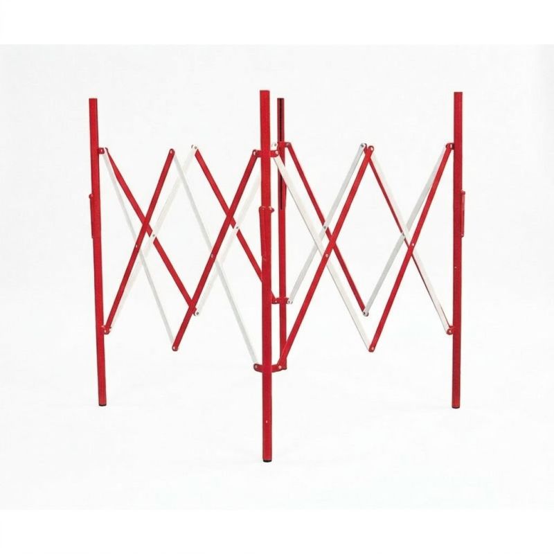 Barrière de chantier extensible carrée acier rouge et blanc | Prossentiel