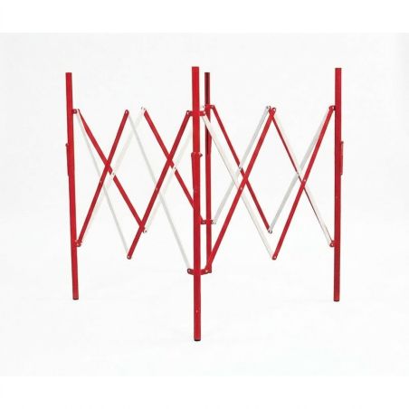 Barrière de chantier extensible carrée acier rouge et blanc | Prossentiel