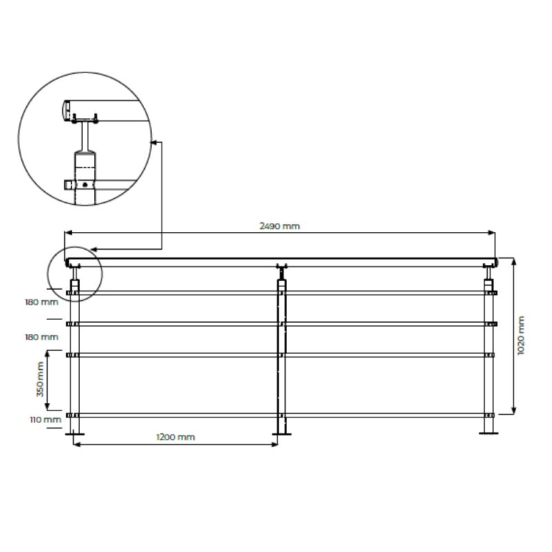 Barrière garde corps en kit - sur platines | Prossentiel