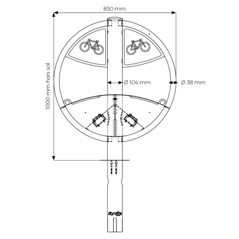 Arceau vélo VAE avec recharge électrique inox Norea
