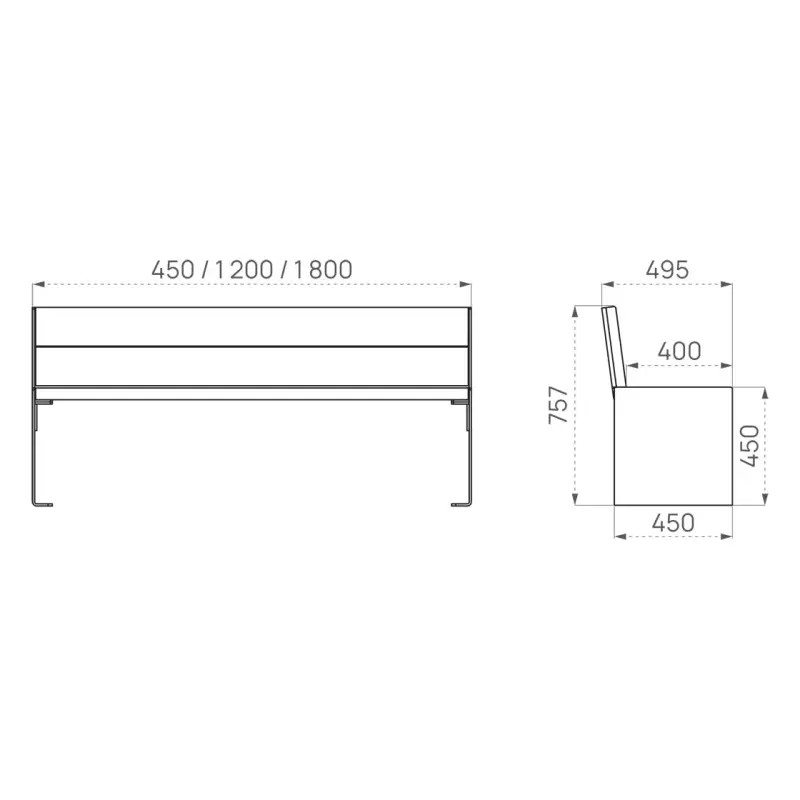 Banc bois et acier Kub - 2 places