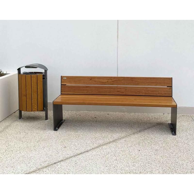 Banc bois et acier Kub - 3 places Prossentiel