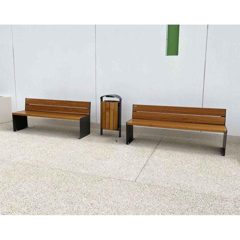 Banc bois et acier Kub - 3 places Prossentiel
