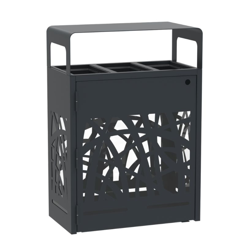 Corbeille de tri 3 flux métal anti-nuisibles Cybel -60L