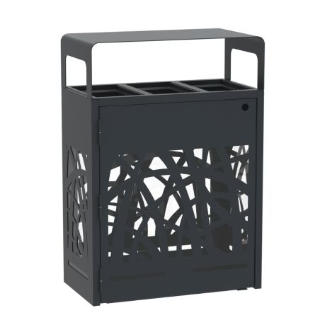 Corbeille de tri 3 flux métal anti-nuisibles Cybel -60L