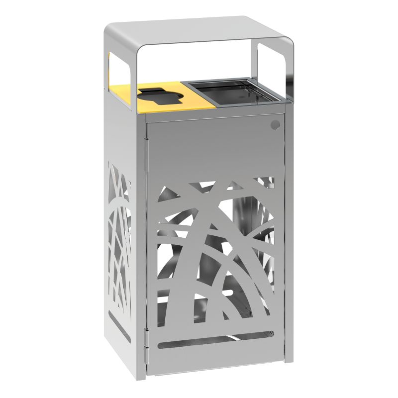 Corbeille tri sélectif ouvertures calibrées en Inox Cybel
