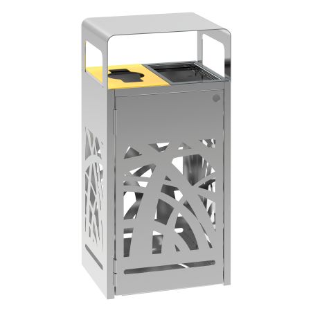 Corbeille tri sélectif ouvertures calibrées en Inox Cybel