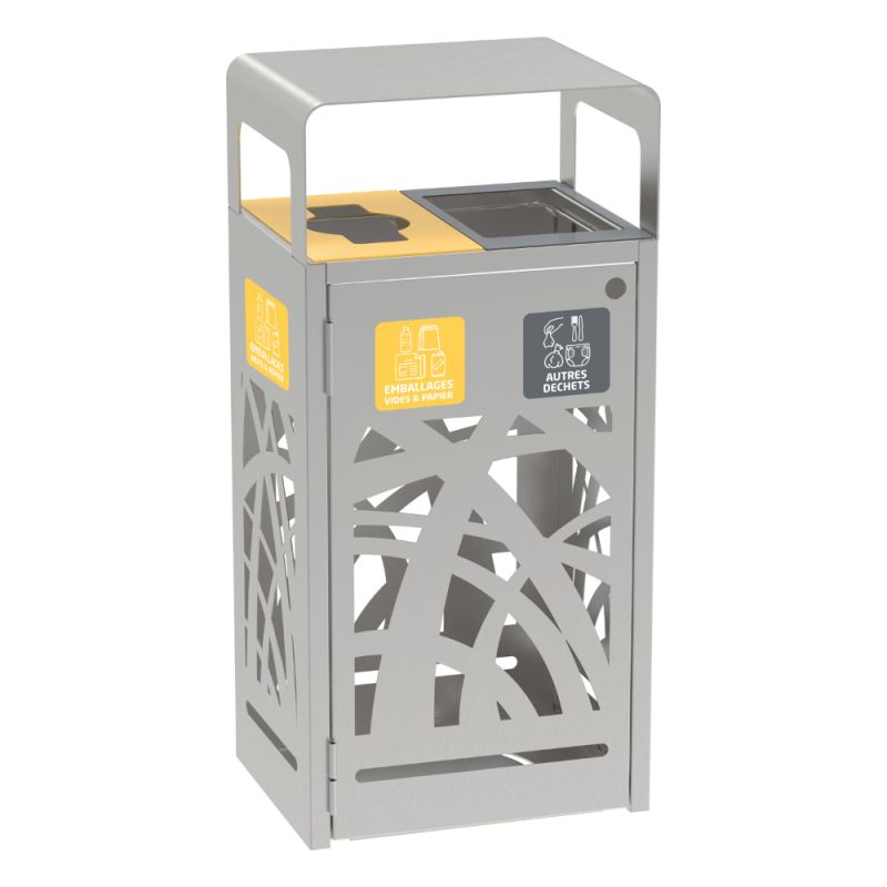 Corbeille tri sélectif ouvertures calibrées en Inox Cybel