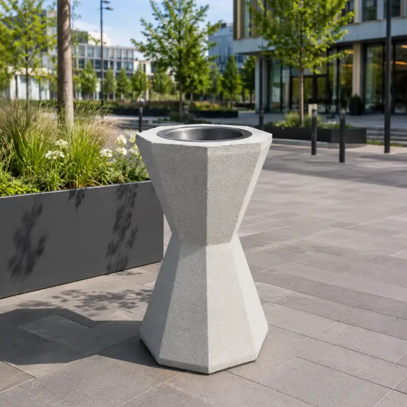 Cendrier béton design avec bac inox Keops -1,5L Prossentiel