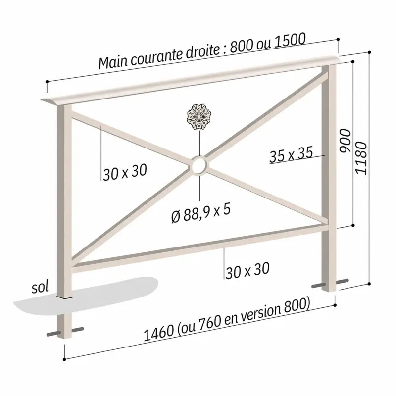 Barrière de ville Héritage avec rosace simple crosse Prossentiel