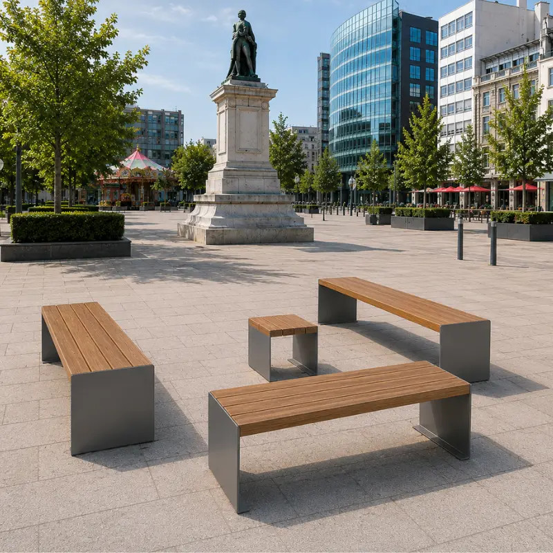 Banquette acier et bois Kub - 2 places Prossentiel