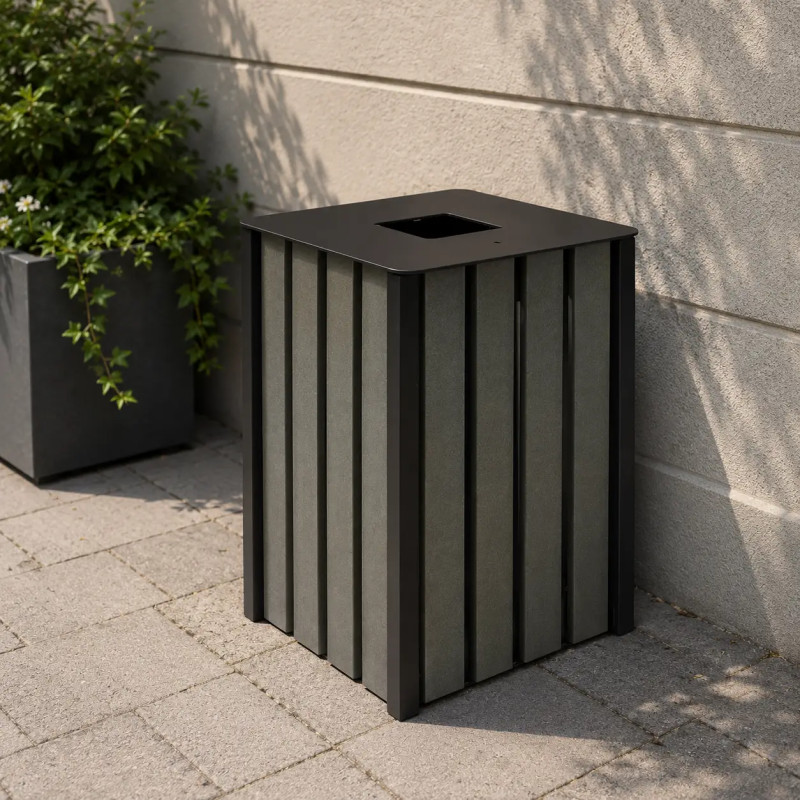 Corbeille d'extérieur lattes recyclées Eden Etik - 50L ou 110L Prossentiel