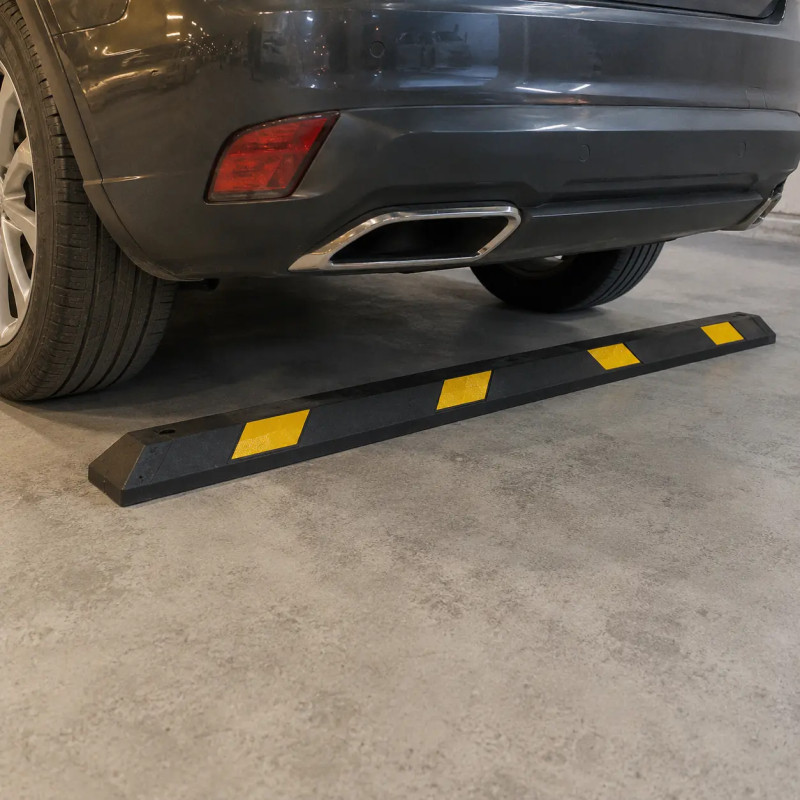Butée de parking caoutchouc noir et jaune Prossentiel