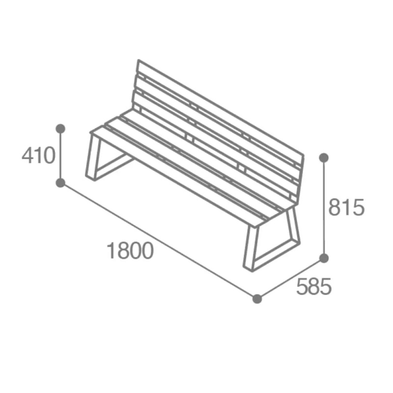 Banc urbain 100% plastique recyclé Havane Prossentiel