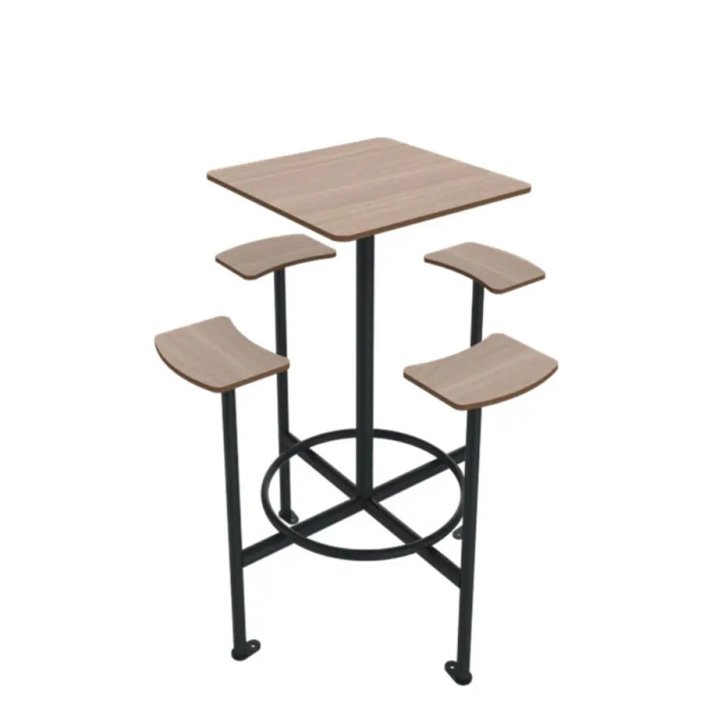 Ensemble extérieur table haute et assises HPL Moka 4 places Prossentiel