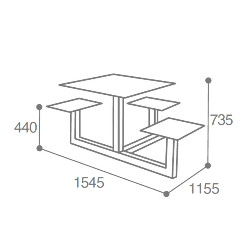 Table de pique-nique carrée PMR compact HPL Orpin Prossentiel