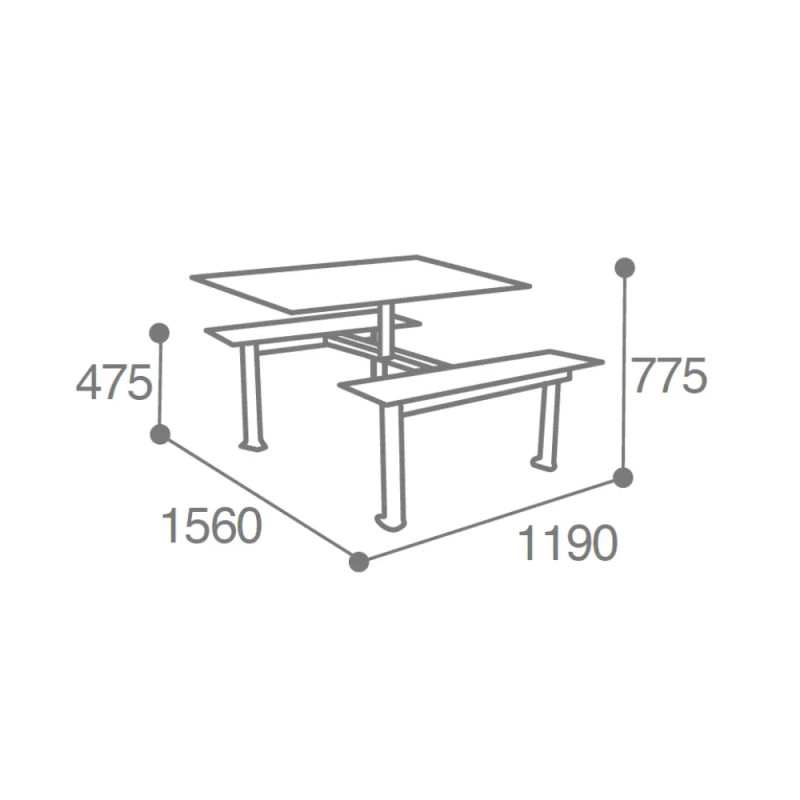 Table de pique-nique rectangle compact HPL Orpin 4 ou 8 places Prossentiel