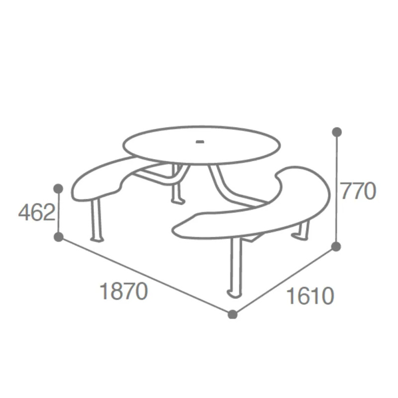 Table de pique-nique ronde stratifié compact HPL Moka Prossentiel