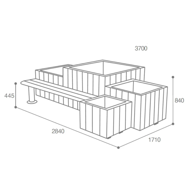Ensemble de jardinières avec assise intégrée Copal Prossentiel
