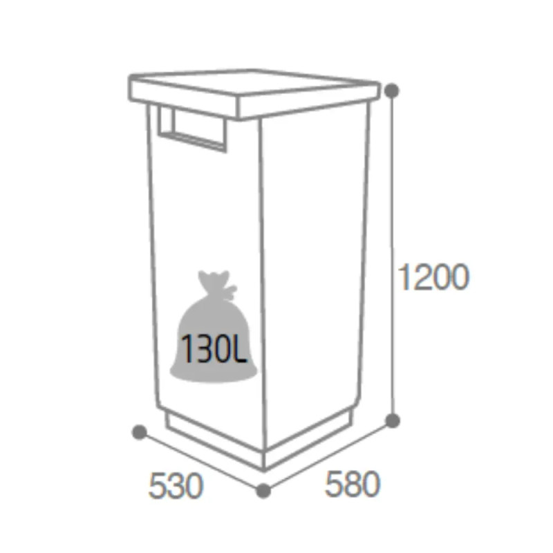 Poubelle extérieure robuste en béton Unni 130L Prossentiel