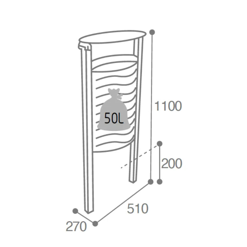 Poubelle urbaine inox Ovalon 40L Prossentiel
