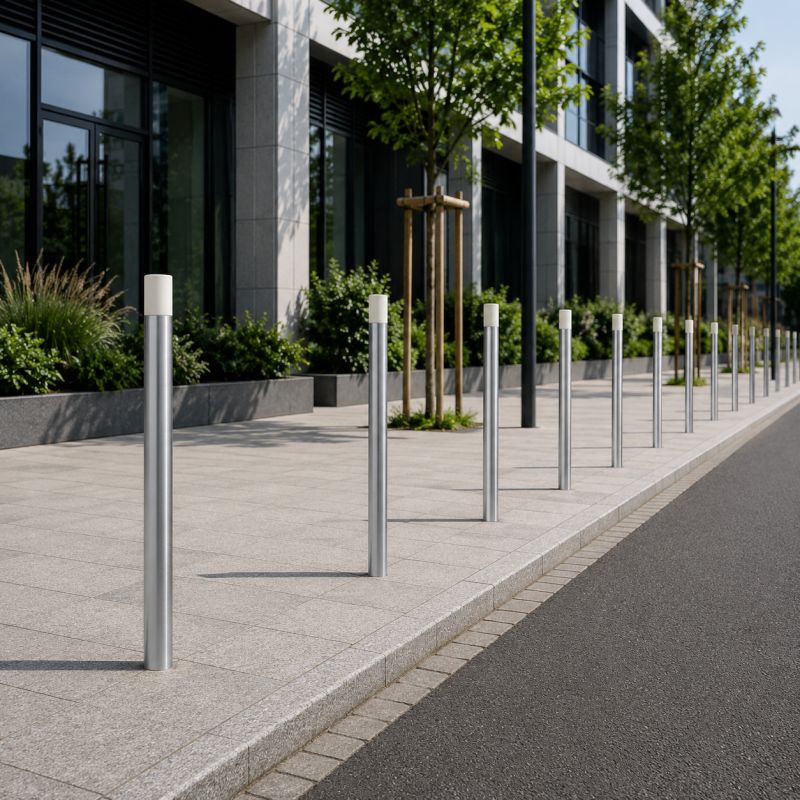 Potelet de ville PMR haute visibilité en inox Urbin Prossentiel