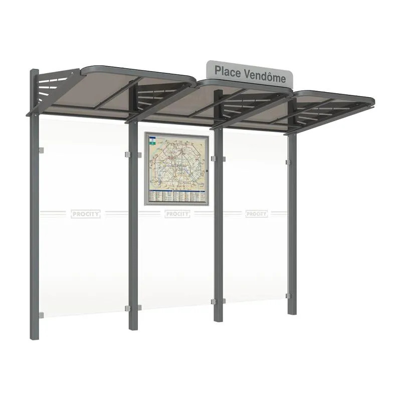 Extension Abri bus Conviviale® verre par module intermédiaire