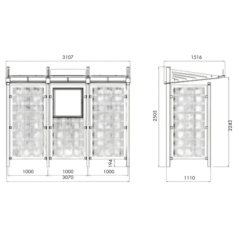 Extension Abri bus Conviviale® acier par module intermédiaire