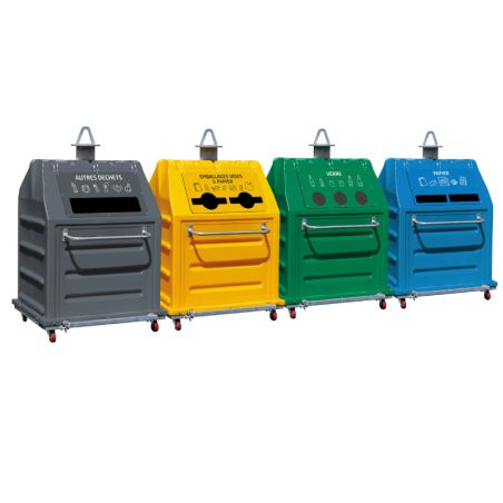 Benne mobile de tri sélectif 1m³