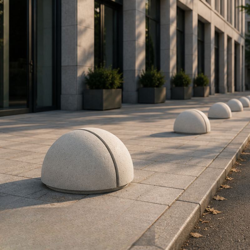 Borne anti-stationnement en béton demi-sphère Ligni | Prossentiel 