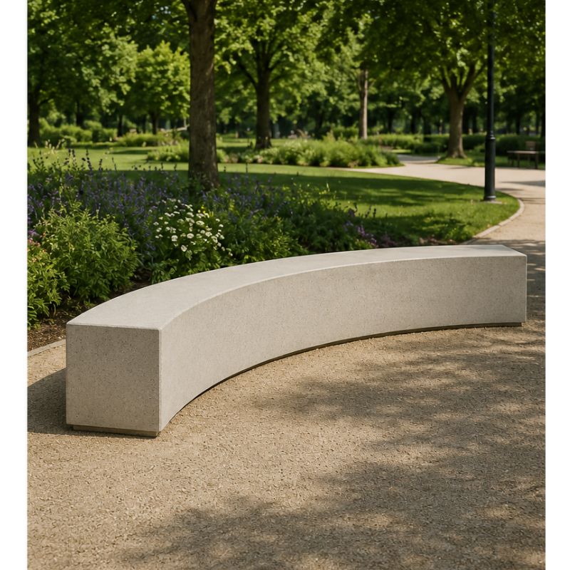 Banquette extérieure monobloc en béton courbe Amos | Prossentiel 
