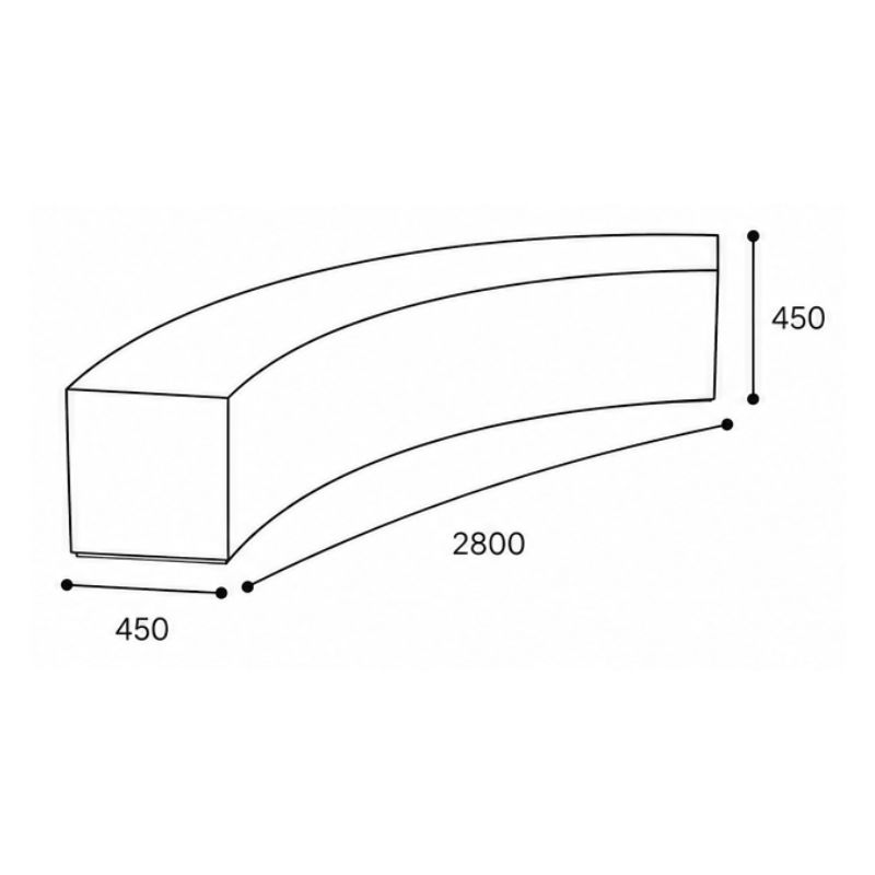 Banquette extérieure monobloc en béton courbe Amos | Prossentiel 