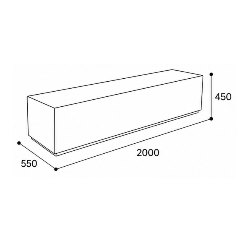 Banquette extérieure monobloc en béton rectangulaire Amos | Prossentiel 