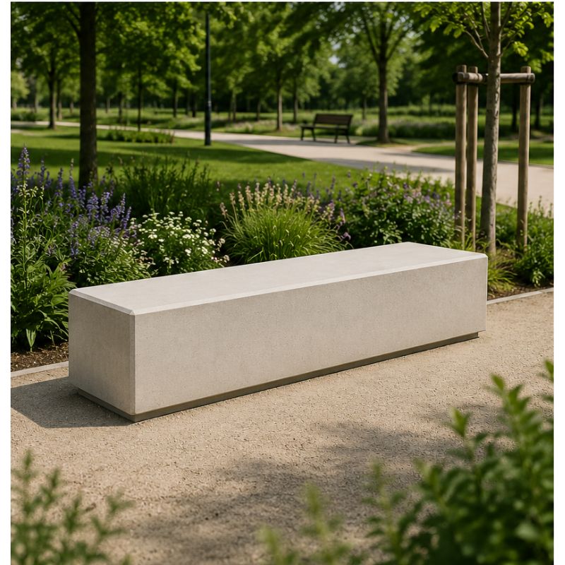 Banquette extérieure monobloc en béton rectangulaire Amos | Prossentiel 