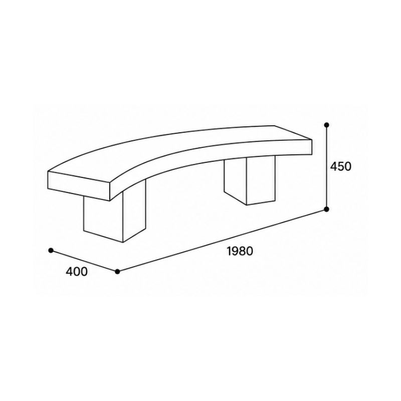 Banquette courbe en béton Sorel | Prossentiel 