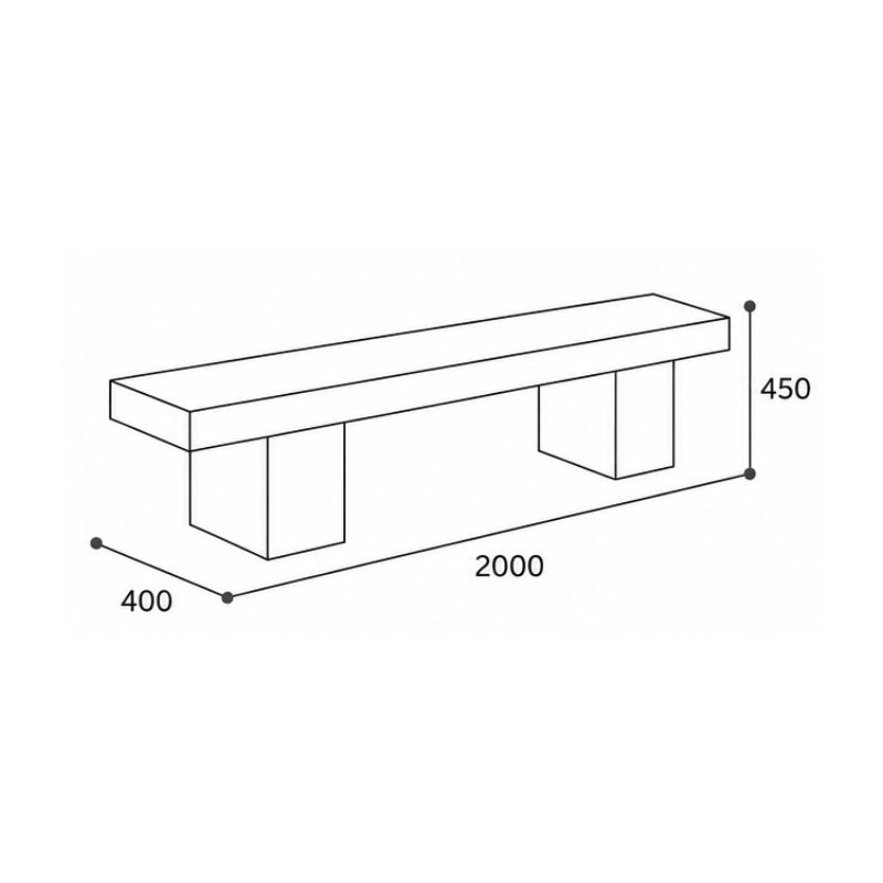 Banquette publique droite en béton Sorel | Prossentiel 