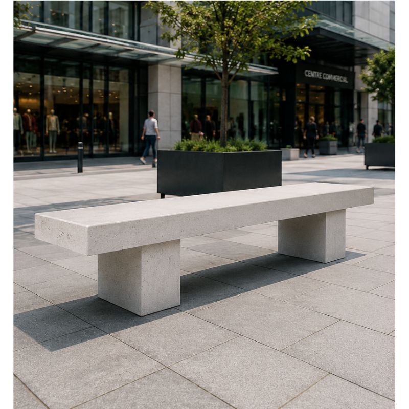 Banquette publique droite en béton Sorel | Prossentiel 