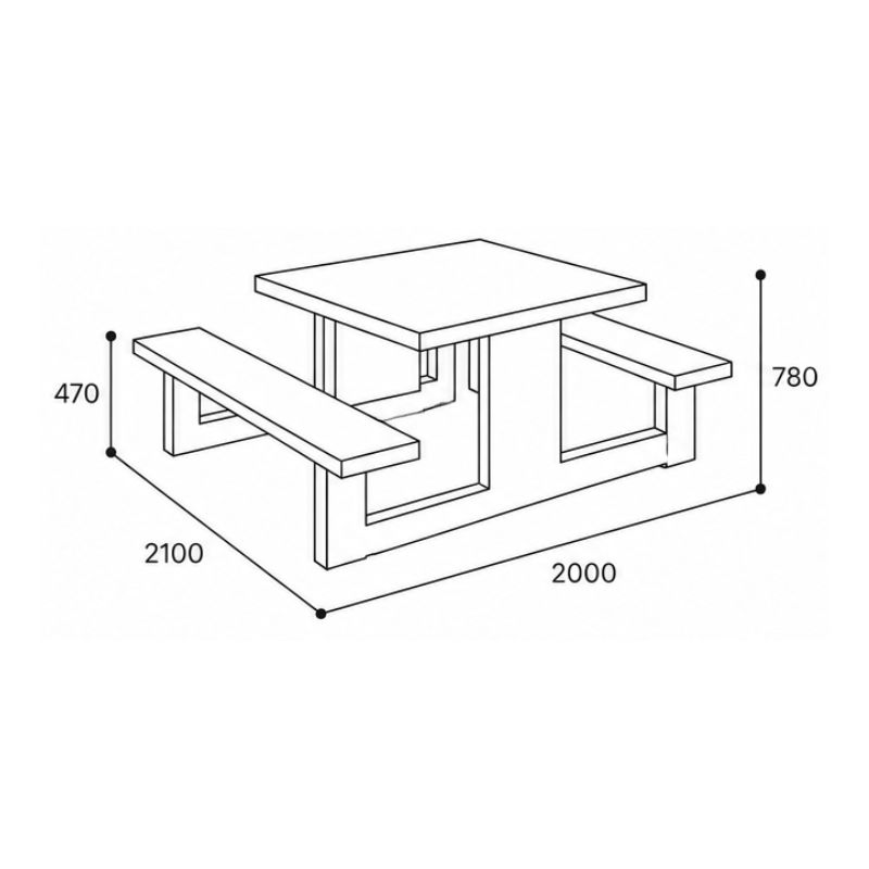 Table de pique-nique en béton Gatt 6 places + 2 places PMR| Prossentiel 