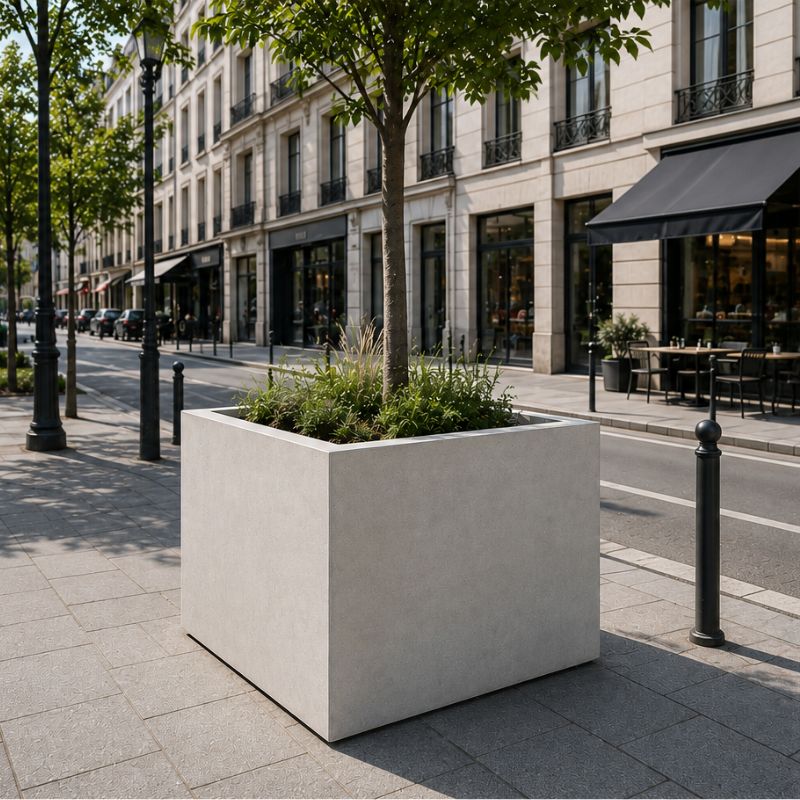 Jardinière urbaine carrée béton Manu - 680L | Prossentiel 