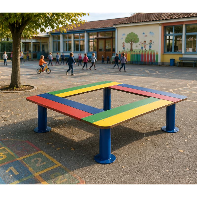 Banquette enfant carrée multicolore Ninou 8 places | Prossentiel 