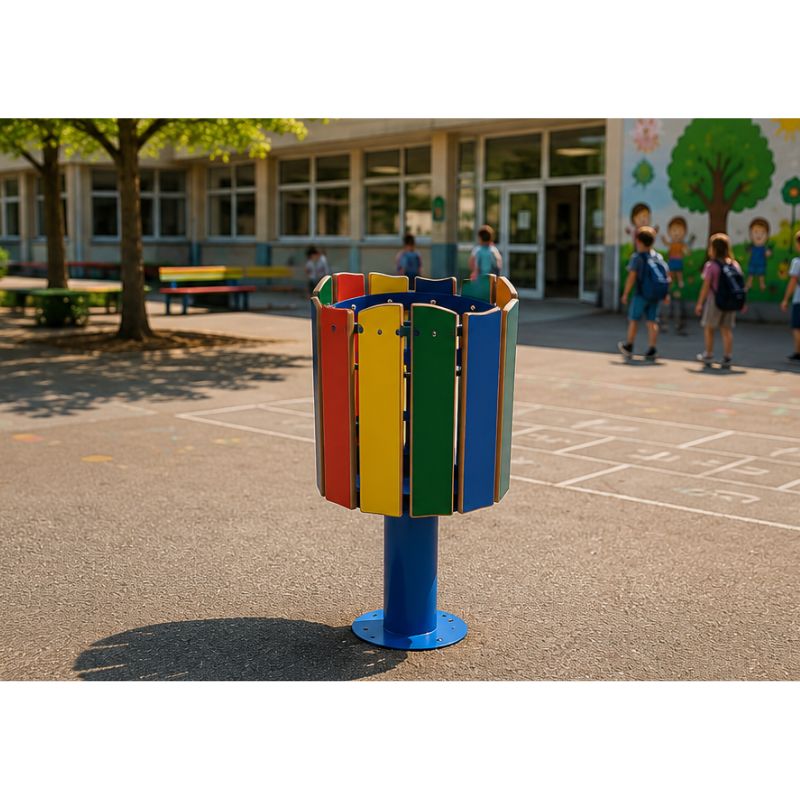 Corbeille ronde scolaire – au sol ou sur pieds Odeo | Prossentiel 
