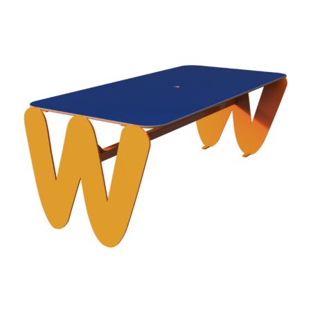 Table lettre W ludique avec emplacement parasol HPL Tiny | Prossentiel 
