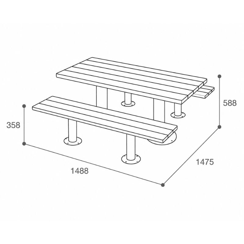 Ensemble table et assises séparées enfant Tinou 6 places | Prossentiel 