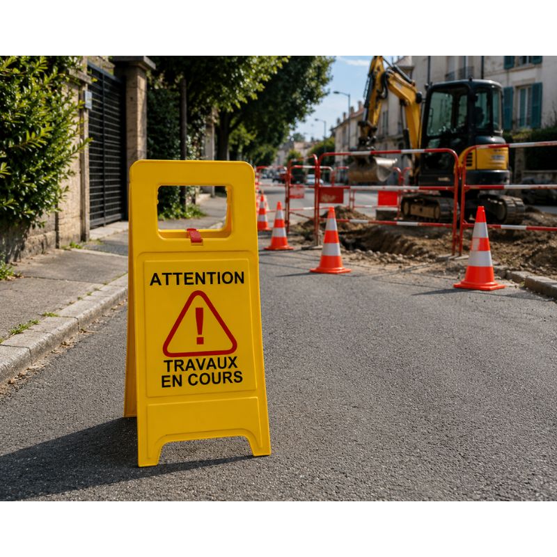 Chevalet de signalisation "Travaux en cours" | Prossentiel 