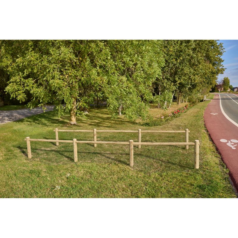 Barrière d'appui vélos modulable en bois