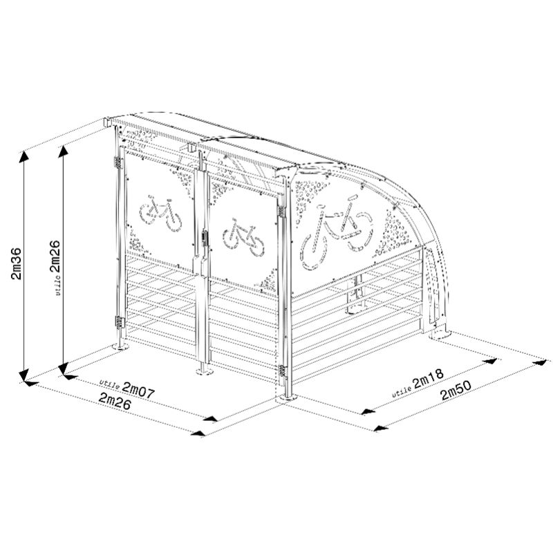 Box de stationnement sécurisé pour 6 vélos et deux-roues