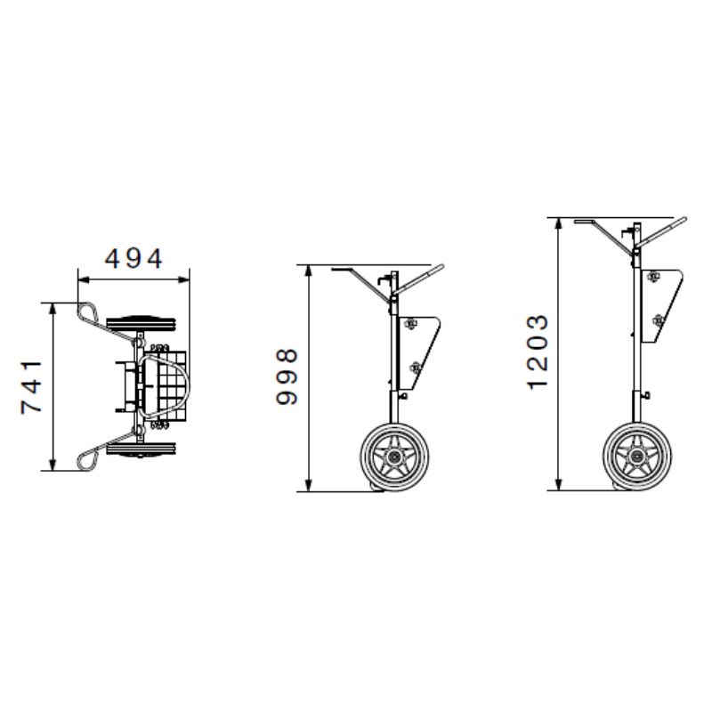 Chariot de voirie pour conteneur plastique