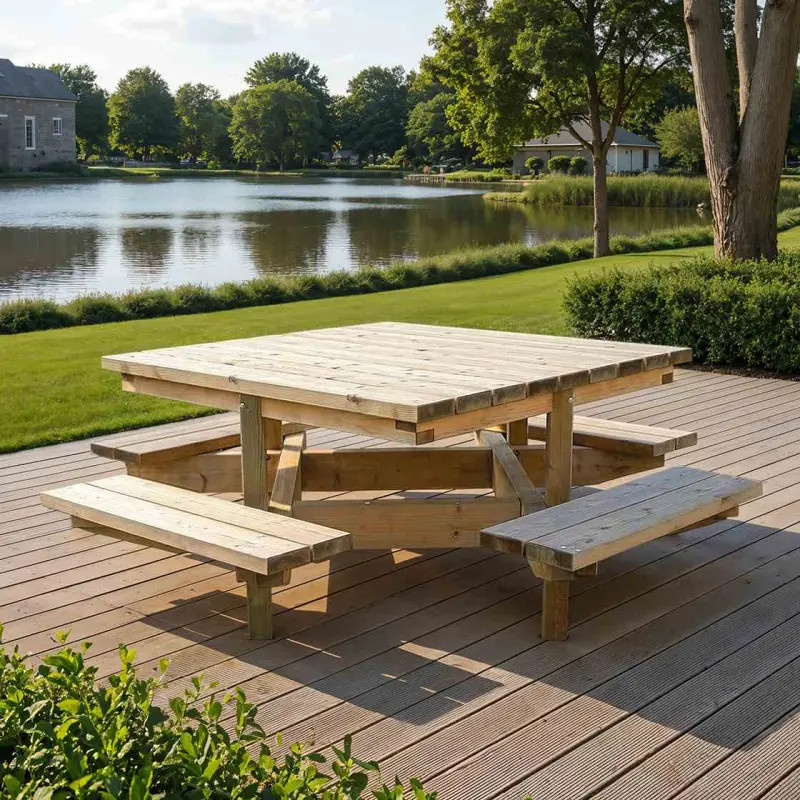 Table de pique-nique carrée en bois Dublin